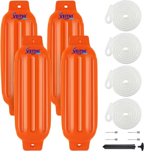 Vista 68 de Juego de 4 guardabarros para barco de 4.5/5.5/6.5/8.5/10/16 pulgadas, parachoques de vinilo con ojos gemelos acanalados, parachoques para barco