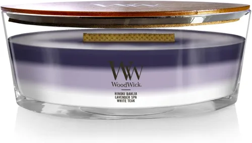 Vista 14 de WoodWick Evening Luxe - Vela mediana en frasco con forma de reloj de arena, cera de mezcla de soya prémium, mecha de madera Pluswick Innovation