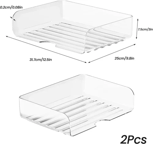 Vista 6 de Tomorotec Juego de bandejas para cartas de escritorio, tamaño A4, organizador de documentos apilable de PET transparente, soporte de papel