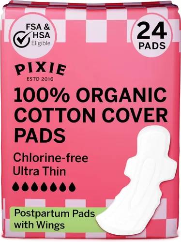 Vista 12 de Pixie - Almohadillas ultrafinas de algodón orgánico con alas para mujer, a prueba de fugas y absorben la humedad para el cuidado femenino