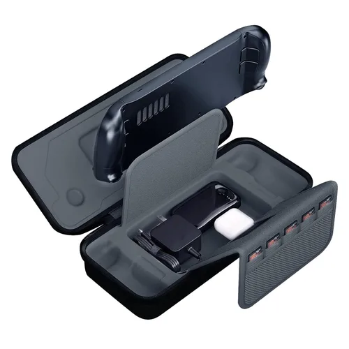 SIKROFEGEN Carrying Case Compatible with Steam Deck, Protective Hard Shell Carry Case Built-in AC Adapter Charger Storage, Portable Travel Carrying