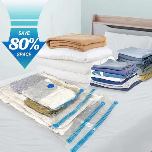 Vista 2 de Fygrip Paquete de 10 bolsas pequeñas de almacenamiento al vacío con bomba de mano, bolsas de embalaje de plástico, bolsas de sellado al vacío que