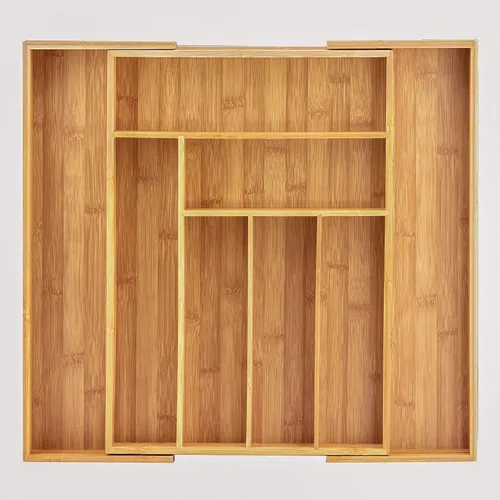 Vista 3 de Totally Bamboo - Bandeja de cubiertos pequeños, 5 compartimentos de dimensiones fijas, hermoso y duradero portautensilios multifuncional