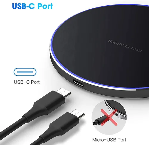 Vista 5 de Cargador inalámbrico de 20 W Max Fast Wireless Charging Pad compatible con iPhone 11, 12, 13, 14, 15, 16, 17 Pro/Pro Max, iPhone Xs/XS Max/XR/8 Negro
