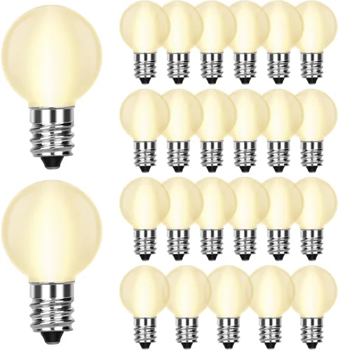 Vista 8 de Bombillas LED de repuesto G40, base de rosca E12, bombillas LED inastillables para candelabro para luces de cadena al aire libre 0.6W, bombillas