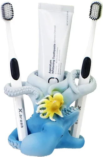 Vista 11 de Soporte para cepillos de dientes de tortuga marina de terrazo de 4 pulgadas, bonito diseño de cara sonriente para baño, almacenamiento higiénico