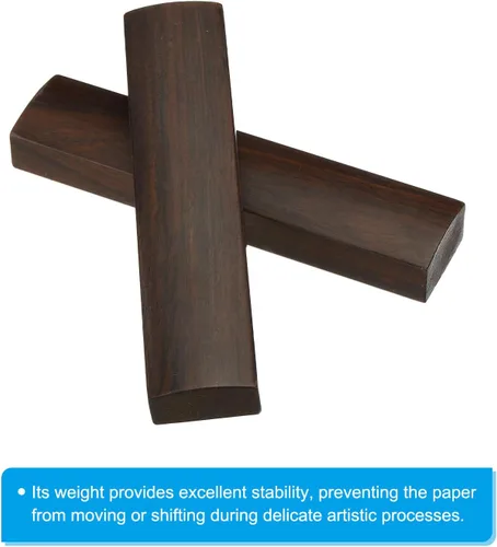 Vista 3 de PATIKIL Pisapapeles de madera de 7.1 x 1.6 x 1 pulgadas, paquete de 2 papeles para sujetar peso de papel, herramienta de práctica de caligrafía