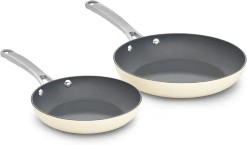 Vista 7 de Calphalon® Juego de sartenes antiadherentes de cerámica de 8 y 10 pulgadas, color ceniza plateada