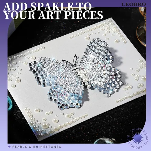 Vista 5 de LEOBRO 2032 calcomanías de gemas, gemas adhesivas para manualidades, joyas adhesivas para manualidades, cara, cabello, varios tamaños