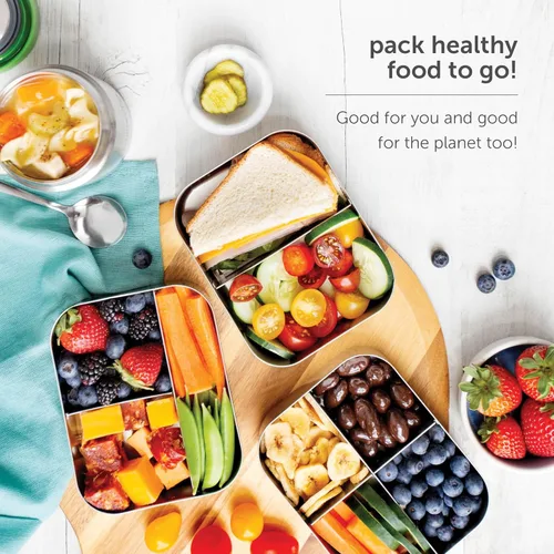Vista 7 de LunchBots Medium Uno - Recipiente para sándwiches de acero inoxidable, diseño abierto para envolturas, ensaladas o una comida pequeña, ecológico