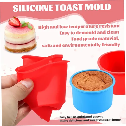 Vista 4 de 12 moldes de silicona para tartas, molde redondo antiadherente de 4 pulgadas, molde para hornear fácil de limpiar para cocina