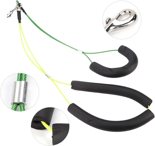 Vista 2 de Oumefar Correa ajustable de aseo para mascotas sin sentar Haunch Holder Restricción Lavado Gargantilla Perros Gatos Aseo Mesa Brazo (Amarillo+Verde)