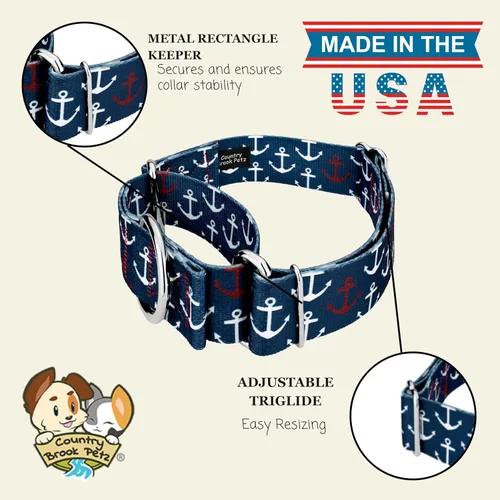 Vista 7 de Country Brook Petz - Collar para perro Martingala Anchors Away - Colección Summer Breeze con diseños soleados (1 1/2 pulgadas, mediano)