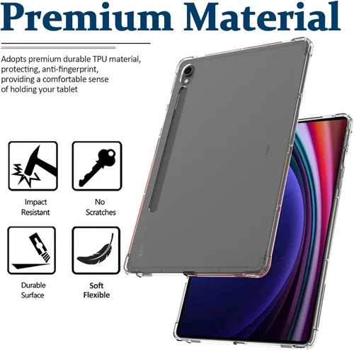 Vista 3 de Miimall Funda transparente compatible con Samsung Galaxy Tab S9, funda ultrafina de TPU suave, cobertura completa, cojín de aire de esquina a prueba