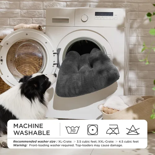 Vista 4 de Bedsure Cama para perros pequeños lavable, cómoda almohada de felpa esponjosa, antideslizante y lavable a máquina, alfombrilla de dormir para Gris