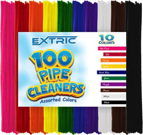 Limpiadores de Tubos para Manualidades - 100 piezas de varillas de chenilla multicolores, varillas de 6 mm x 12 pulgadas, 10 colores surtidos para