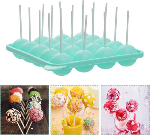 Vista 7 de Rbenxia Molde de silicona para tartas de 20 cavidades, medio círculo, piruleta, fiesta, magdalena, molde para hornear, bandeja de molde para tartas