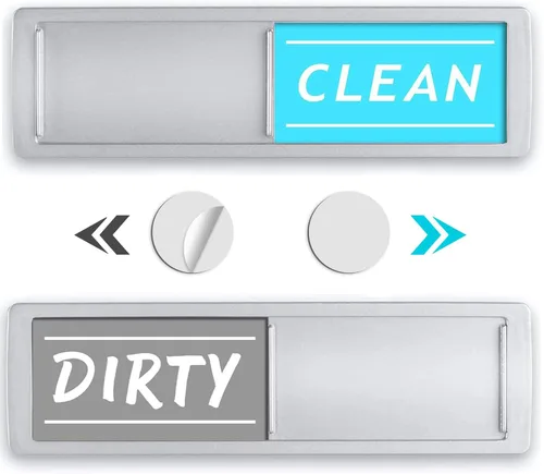 Elegante imán para lavavajillas con texto en inglés "Clean Dirty", fácil de leer, fuerte magnético para decoración de cocina del hogar