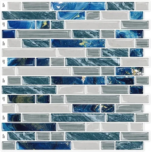 Azulejos Autoadhesivos Despegar y Pegar para Salpicadero 12"x12" Pegatinas de Azulejos Autoadhesivos para Cocina Baño - Azul, 5 Hojas