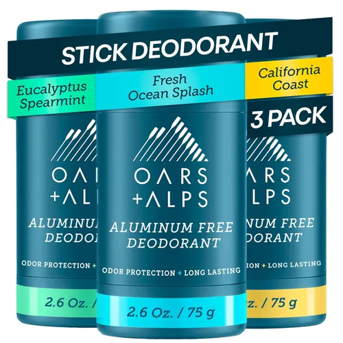Vista 18 de Oars + Alps Desodorante sin aluminio para hombres Protección contra olores de larga duración, transparente y libre de residuos blancos