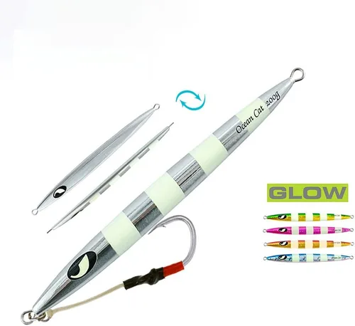Vista 20 de OCEAN CAT Jigs de pesca de agua salada en alta mar Jigging de velocidad de lanzamiento lento señuelos vertical Jigging vertical Plantilla de otoño
