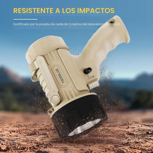 Vista 4 de YIERBLUE Linterna de Foco Recargable con LED de 1000000 Altos Lúmenes, Foco de Largo Alcance Impermeable IP67, Foco de Mano Resistente a Impactos