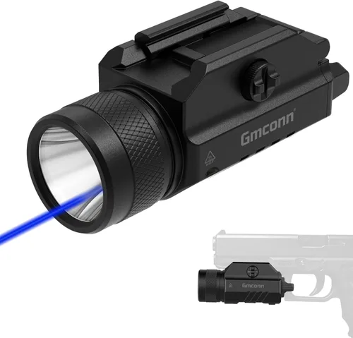 Vista 8 de Gmconn 1200 lúmenes montada en riel compacta pistola luz LED estroboscópica linterna táctica con 2 baterías de litio CR123A