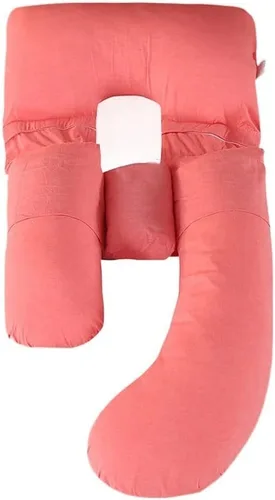Vista 7 de Almohada de embarazo en forma de U, almohada de cuerpo completo con funda extraíble de algodón lavado, almohada de maternidad de cama múltiple