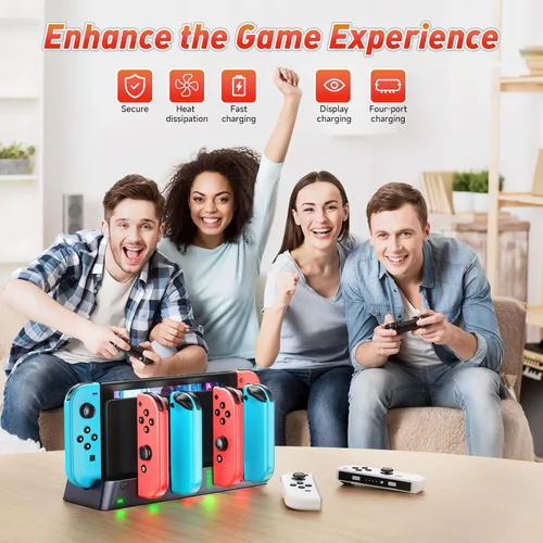 Vista 6 de Estación de carga para consola de juegos PSP compatible con Nintendo Switch y modelo OLED Joy-con, estación de carga para cargar 6 joycons