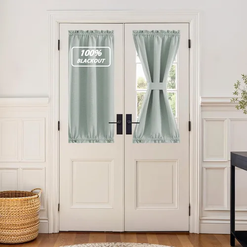 Vista 58 de NICETOWN Cortinas de Lino para Puerta Lateral - Cortinas Opacas con Aislamiento Térmico para Puerta Delantera Francesa para Sombra Pequeña