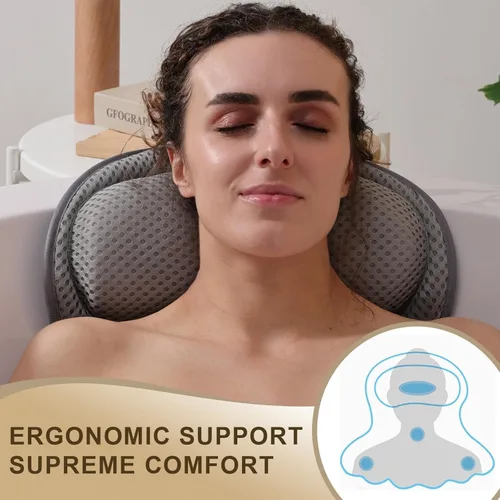Vista 3 de Almohada de Baño de Lujo para Bañera, Almohada de Baño Extra Suave y Cómoda para Soporte de Cabeza, Cuello y Espalda en la Bañera, con Cojines
