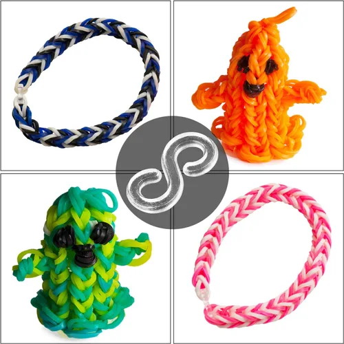 Vista 7 de FEPITO 2000 piezas de bandas de goma para telar, clips en S, clips de banda de plástico, kit de recambios para pulseras de telar, bricolaje