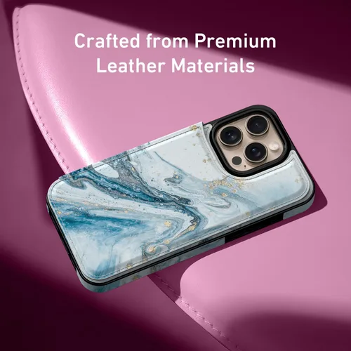 Vista 335 de LETO para iPhone 15 Pro Funda tipo cartera - Tapa tipo folio con patada - Diseños de moda - Tarjetero - Funda protectora para mujeres y niñas - 6.1