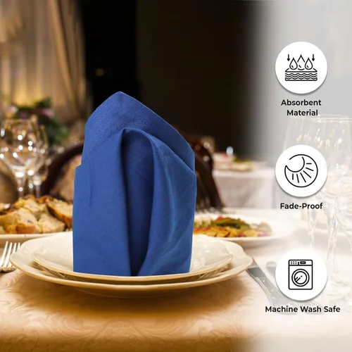 Vista 3 de Urban Villa - Juego de 6 servilletas de tela de algodón para cena de Pascua, color aqua sólido, servilletas de gran tamaño de 20 x 20 pulgadas