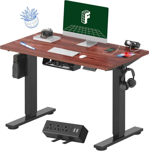 Vista 17 de FLEXISPOT EN2 Escritorio de pie de una pieza completa con regleta de alimentación de abrazadera, escritorio eléctrico de altura ajustable de 40 x 24