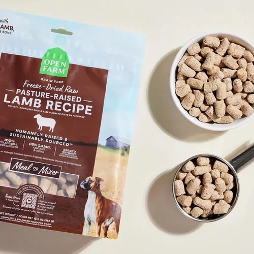 Vista 4 de Open Farm - Comida para perros cruda liofilizada, receta de carne criada humanamente con superalimentos sin OMG y sin sabores ni conservantes