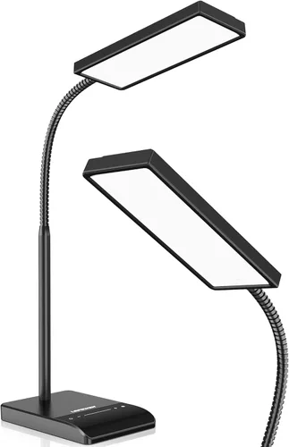 LEPOWER Lámpara de escritorio, 800LM LED para oficina en casa, lectura de 12 W para escritorio, luz para cuidado de los ojos, lámpara de cuello de