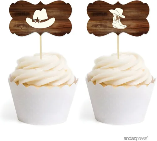 Vista 17 de Andaz Press Kit personalizado de cumpleaños y baby shower, decoración de cupcakes de bricolaje, abejorro de abeja de miel, doble cara, paquete