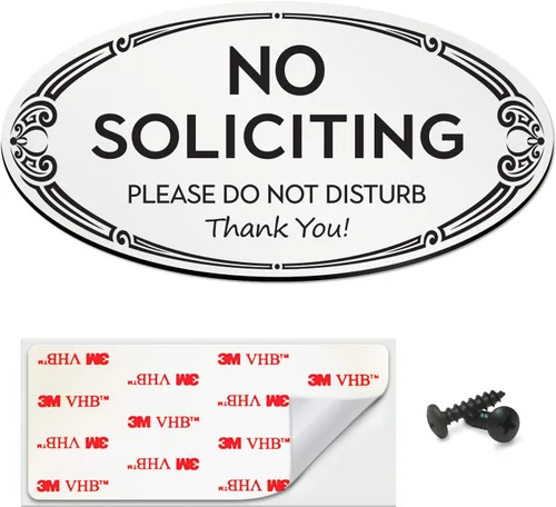 Vista 6 de SignSeries Letrero de No Soliciting – No Knock, Letrero de puerta – 3 x 6 pulgadas – Accesorios de montaje incluidos, fácil instalación en pared