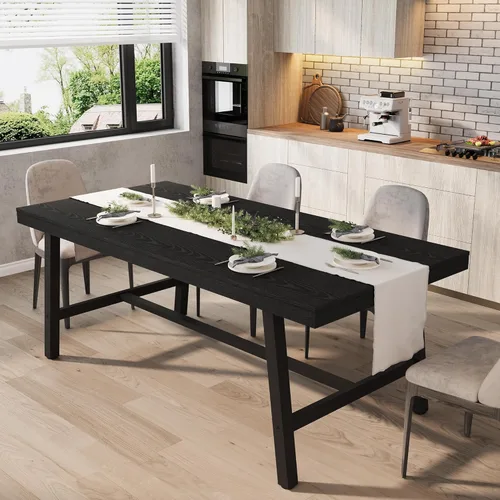 Vista 19 de GarveeHome Mesa de comedor extensible de 63 a 83 pulgadas, mesa de comedor rectangular industrial para 6-8 personas, mesa de cocina expandible