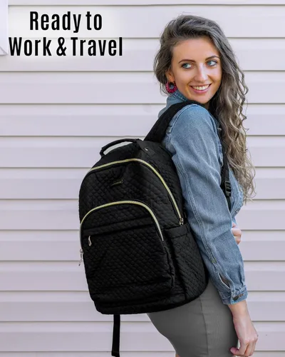 Vista 6 de LIGHT FLIGHT Mochila para computadora portátil de trabajo, mochila de viaje para mujer, mochila para laptop de 15.6 pulgadas