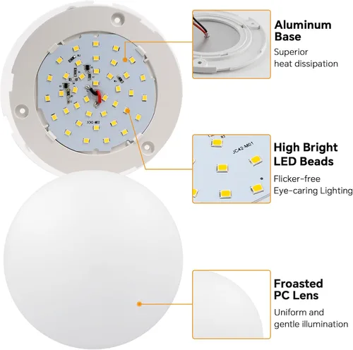 Vista 5 de acegoo Luz LED de techo de 12 V, luz de disco interior de caravana, luz de panel superior de 12 voltios para autocaravana, viaje, remolque, cámper