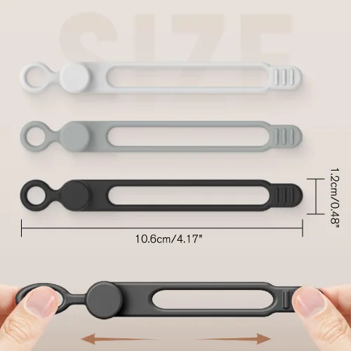 Vista 2 de Bridas de silicona para cables, organizadores magnéticos de cables de datos, reutilizables, organizador de cables, correas de cable de sujeción