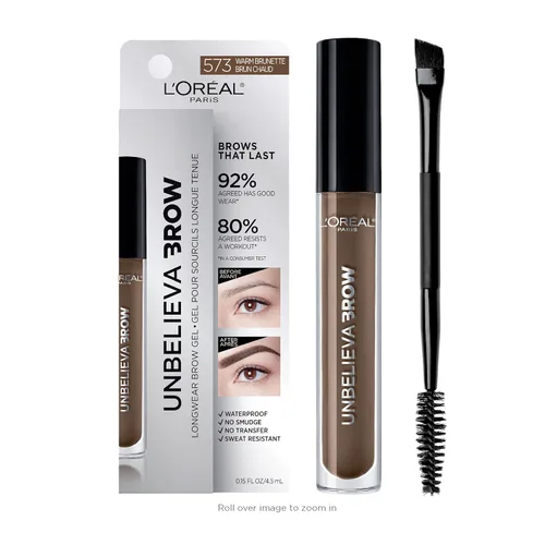 Vista 12 de L'Oreal Paris Unbelieva-Brow Gel tintado impermeable para cejas de larga duración, resistente a las manchas, a prueba de transferencia, secado Negro