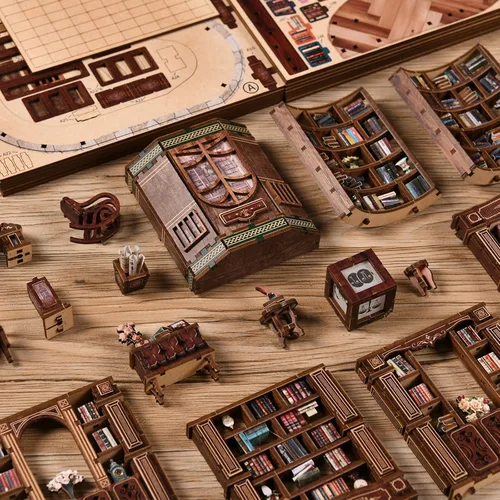 Vista 6 de Lannso Kit de casa de muñecas en miniatura, kit de casa de muñecas, mini casa de muñecas de madera hecha a mano para regalo de adultos (AWO2-003)