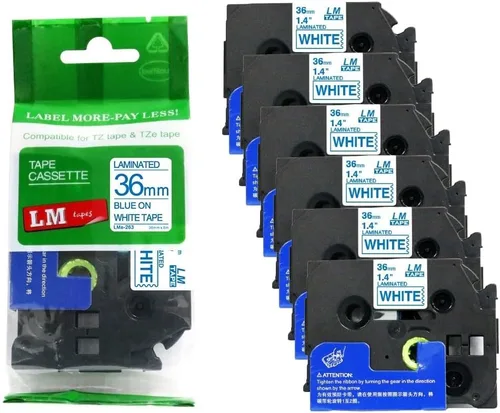 Vista 26 de 2/Pack LMe561 Premium 1.5" Black Print on Blue Label Tape, Compatible with Brother TZe-561 P-Touch Tape 36mm Laminated Replacement Label Tape.