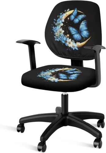 Vista 44 de Funda protectora elástica para silla de oficina con diseño de hongos artísticos, funda giratoria elástica para silla de escritorio, adecuada