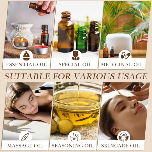 Vista 4 de Tanlade Paquete de 200 botellas cuentagotas oscuras de 0.5 fl oz de 1/2 oz, botellas de vidrio con cuentagotas de tintura marrón con ojo para Ámbar