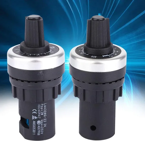 Vista 9 de 22mm 2K Panel Mount Potentiometer for VFD Speed Control Adjustable VSD Variable Frequency Converter 200W Motor Drive Rheostat Switch