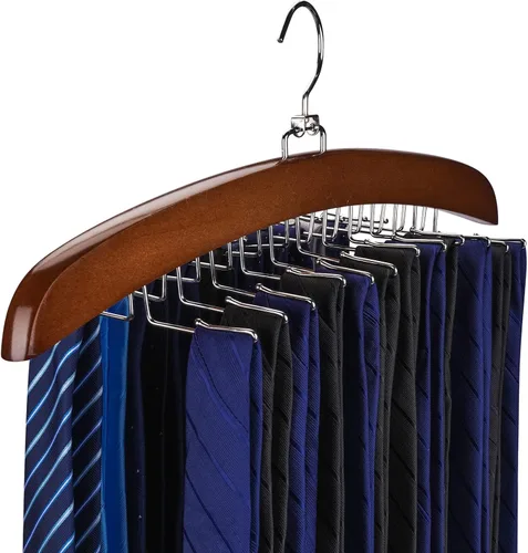 Vista 8 de Colgador de corbata de 2 piezas de 24 ganchos para armario de hombres, estante de corbata con rotación mejorada de 360°, perchas de corbata
